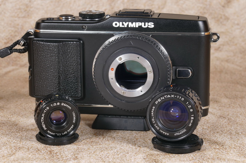 Olympus Pen E-P3 mit Pentax-110 18mm und 24mm 2,8 (Adapter-Selbstbau) - Bajonett